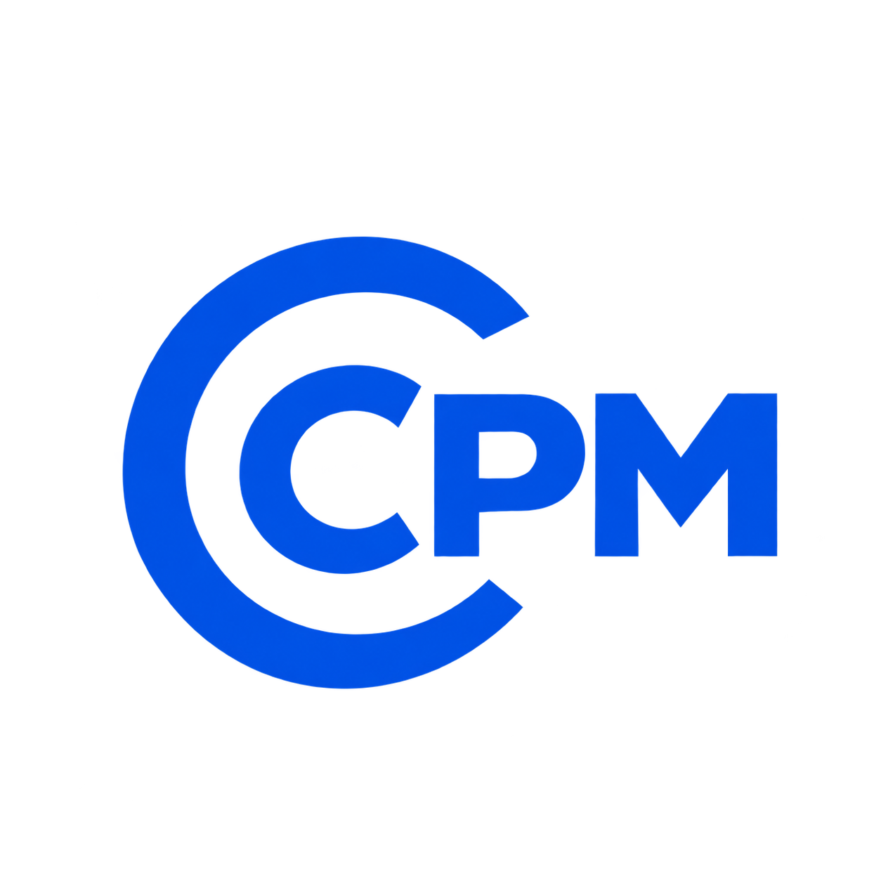 Logo CPM blu con arco circolare